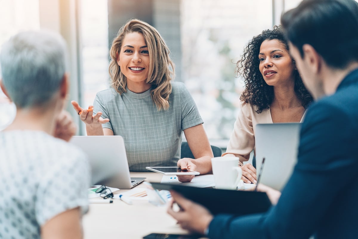 Female manager discussing business